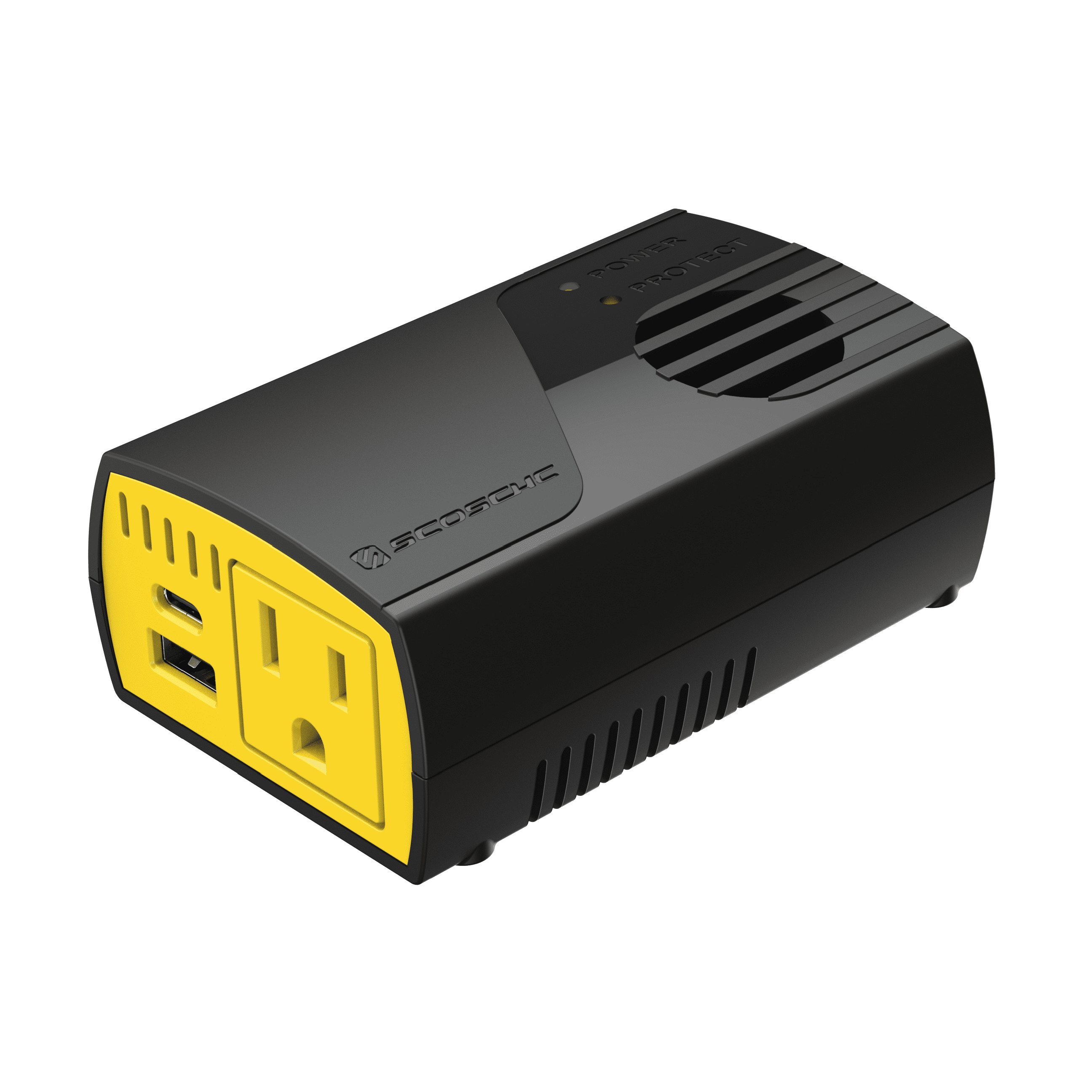 Scosche PI150M Invert150 150W Mobile Power Inverter 1 AC Outlet, 2 USB Ports, 12V Car Adapter New