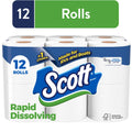 Scott Rapid-Dissolving Toilet Paper, 12 Double Rolls, 231 Sheets Per Roll (2772 Total)
