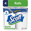 Scott Rapid-Dissolving Toilet Paper, 4 Double Rolls, 231 Sheets Per Roll (924 Total)