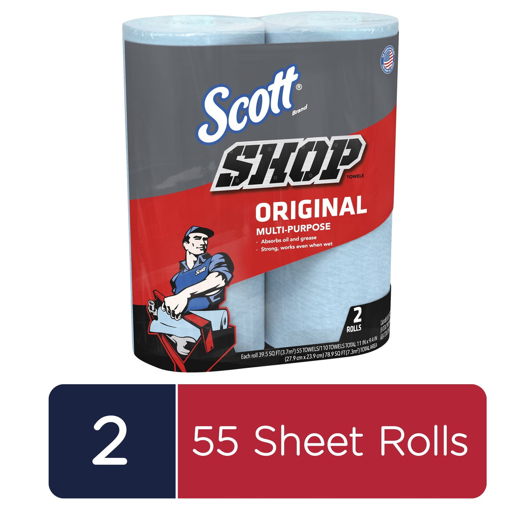 Scott Shop Towels, 2 Rolls, 55 Sheets per Roll