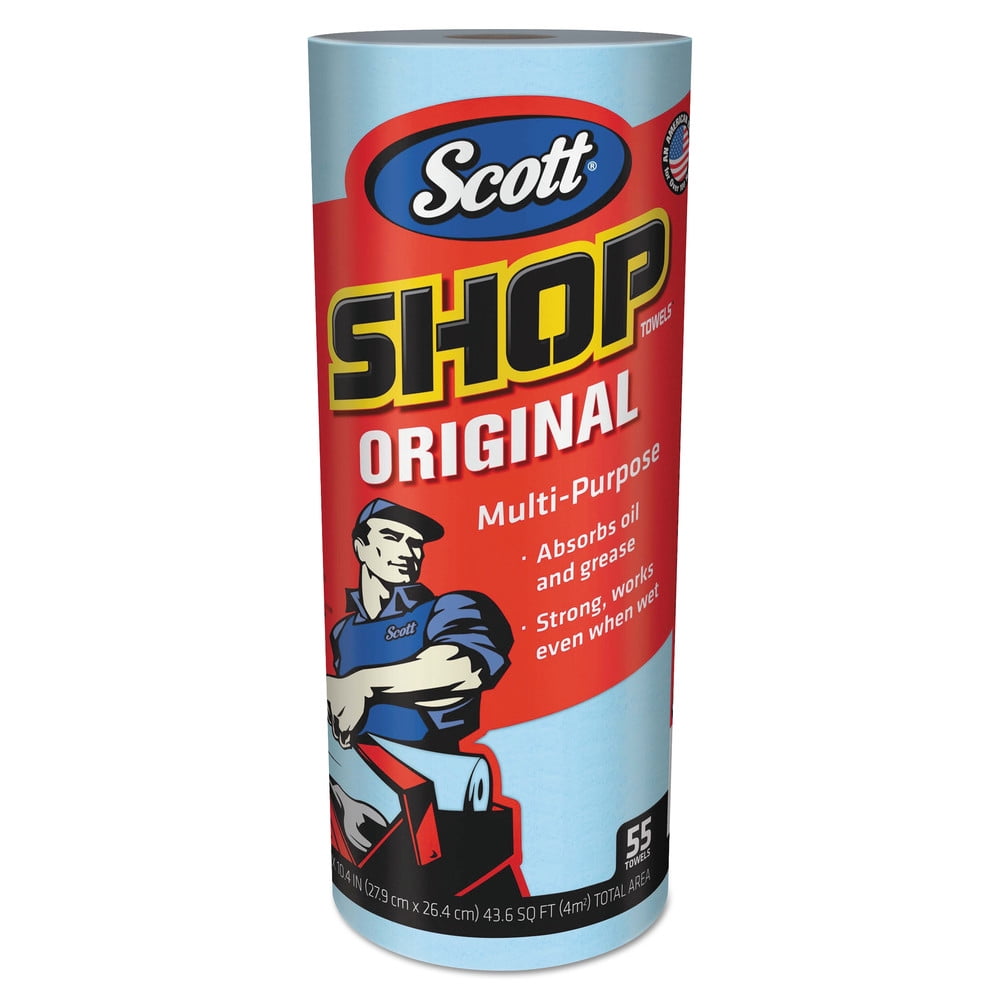 Scott Shop Towels, Standard Roll (75147), 10.4 x 11, Blue, 55/Roll, 12 Rolls/Carton
