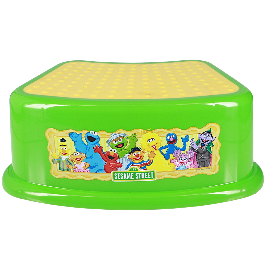 Sesame Street "Framed Friends" Non-Slip Step Stool, Single Step Plastic Step Stool