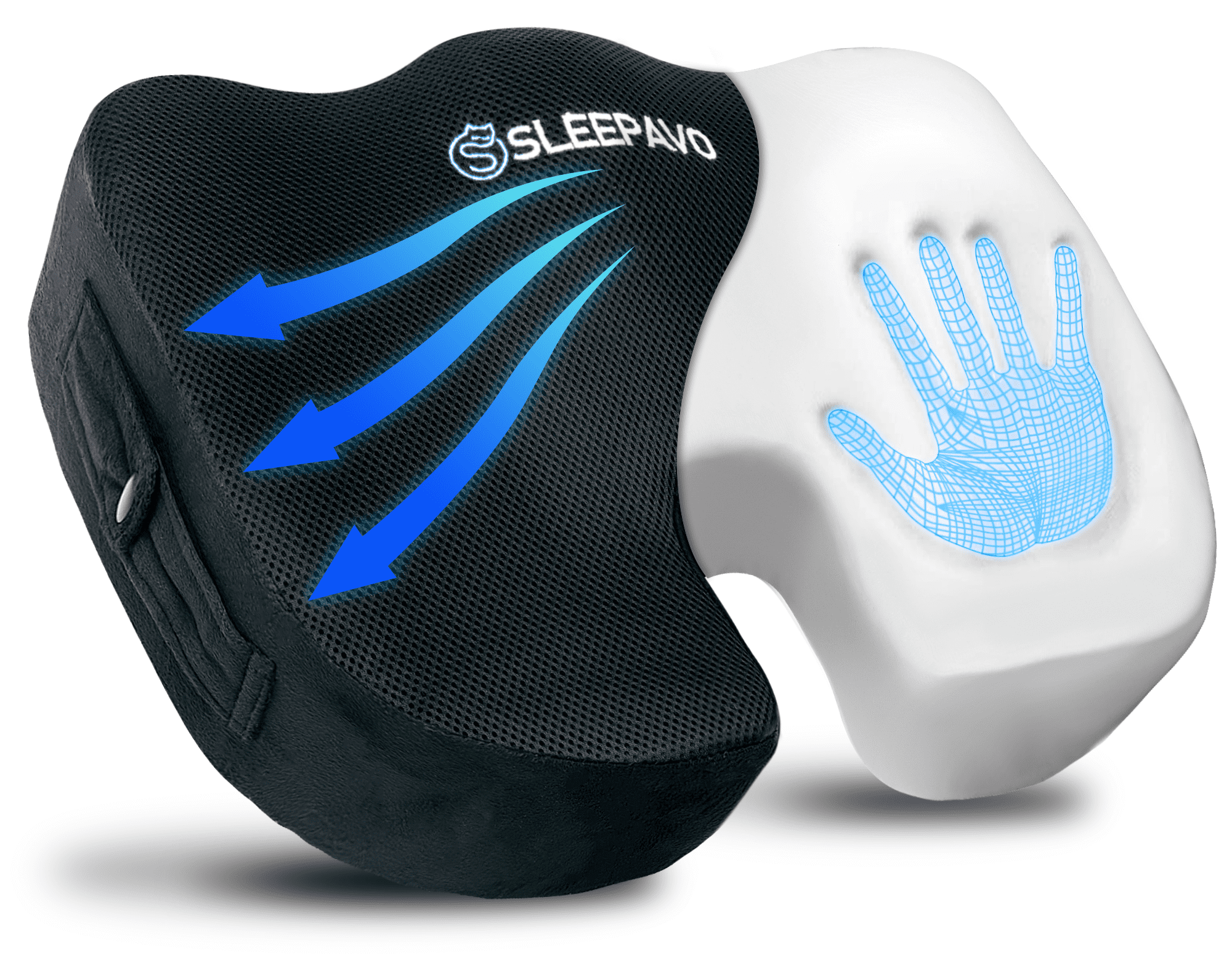 Sleepavo Seat Cushion - Office Chair Cushion for Sciatica Pain Relief, Seat Cushion for Tailbone Pain Relief - Back Support Pillow - Seat Cushion for Car (Black)