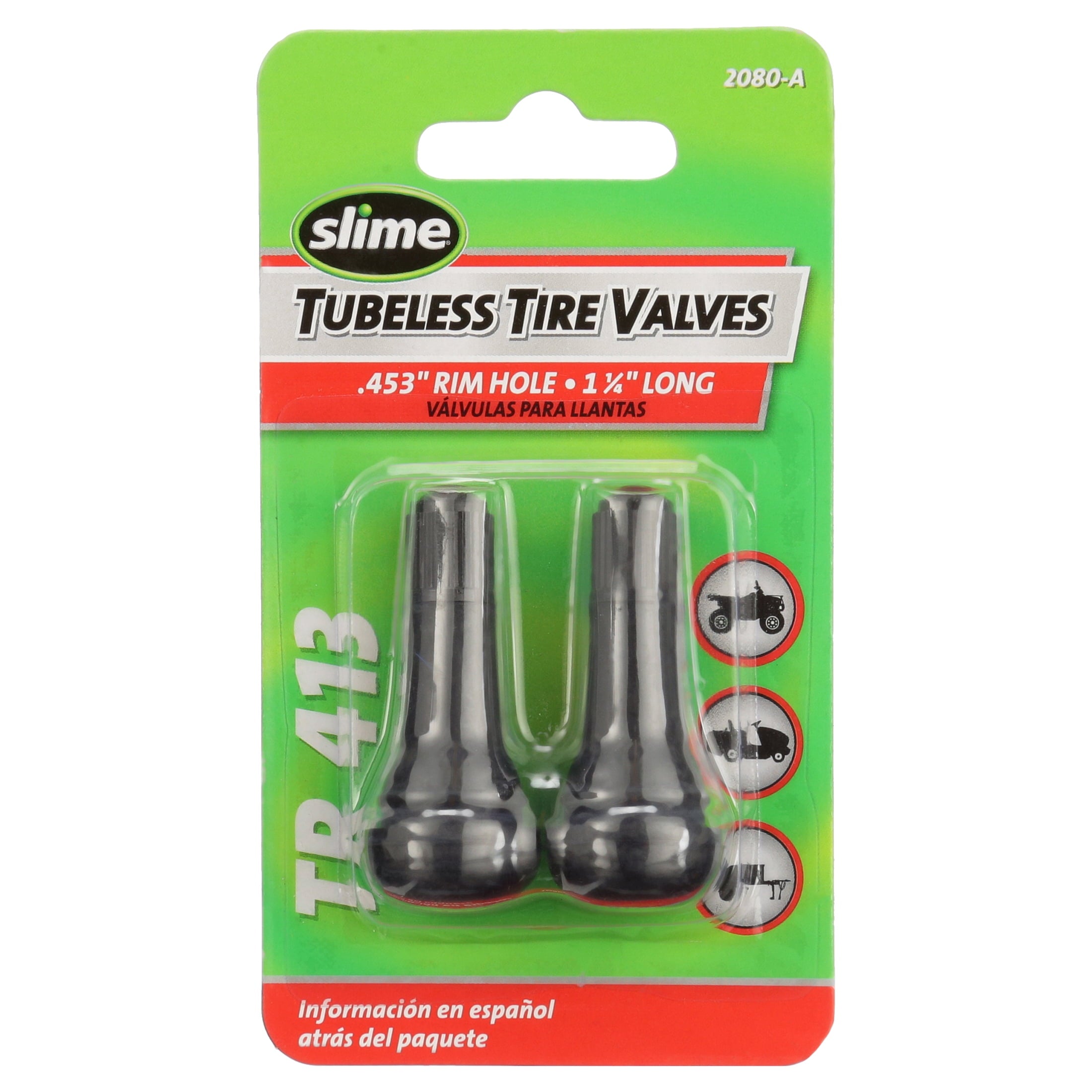 Slime Tubeless Tire Valves TR413 Replacement Black Rubber Valve Stem - 2080a