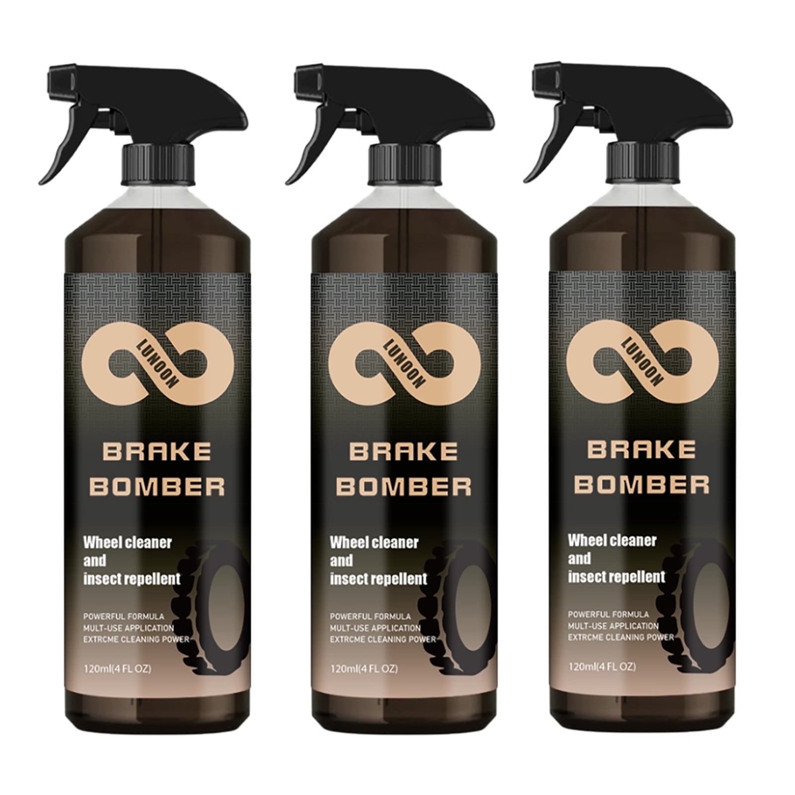 Stealth Brake Bomber Wheel Cleaner, Brake Bomber Spray 120 ml, Non-Acid Wheel Cleaner for Cleaning Wheels and Tires, Rim Cleaner & Brake Dust Remover (3pcs)
