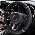 Steering Wheel Cover, Universal Bling  15 Inch Car Accessory with Rhinestones for Women, Anti-Slip Soft Leather Black Protector for Sedans, SUVs, Vans, Trucks