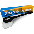 Stiff Hand Scrub Brush Tire Brush Heavy Duty Outdoor Boat Scrub Brush Handled Wheel and Tire Cleaning Brush Carpet Brush Scrubber All Purpose Cleaning (Long Handle)