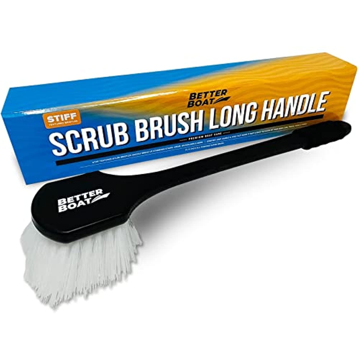 Stiff Hand Scrub Brush Tire Brush Heavy Duty Outdoor Boat Scrub Brush Handled Wheel and Tire Cleaning Brush Carpet Brush Scrubber All Purpose Cleaning (Long Handle)