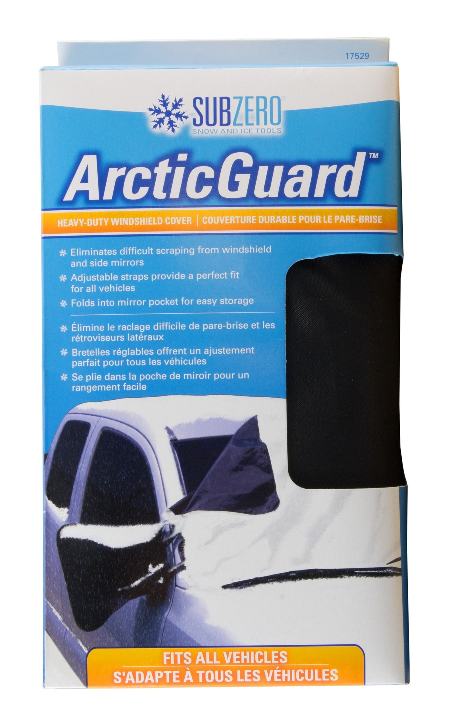 SubZero ArcticGuard Heavy Duty Adjustable Windshield Cover for Car, Truck, SUV & More, Black, 1PK, 17529