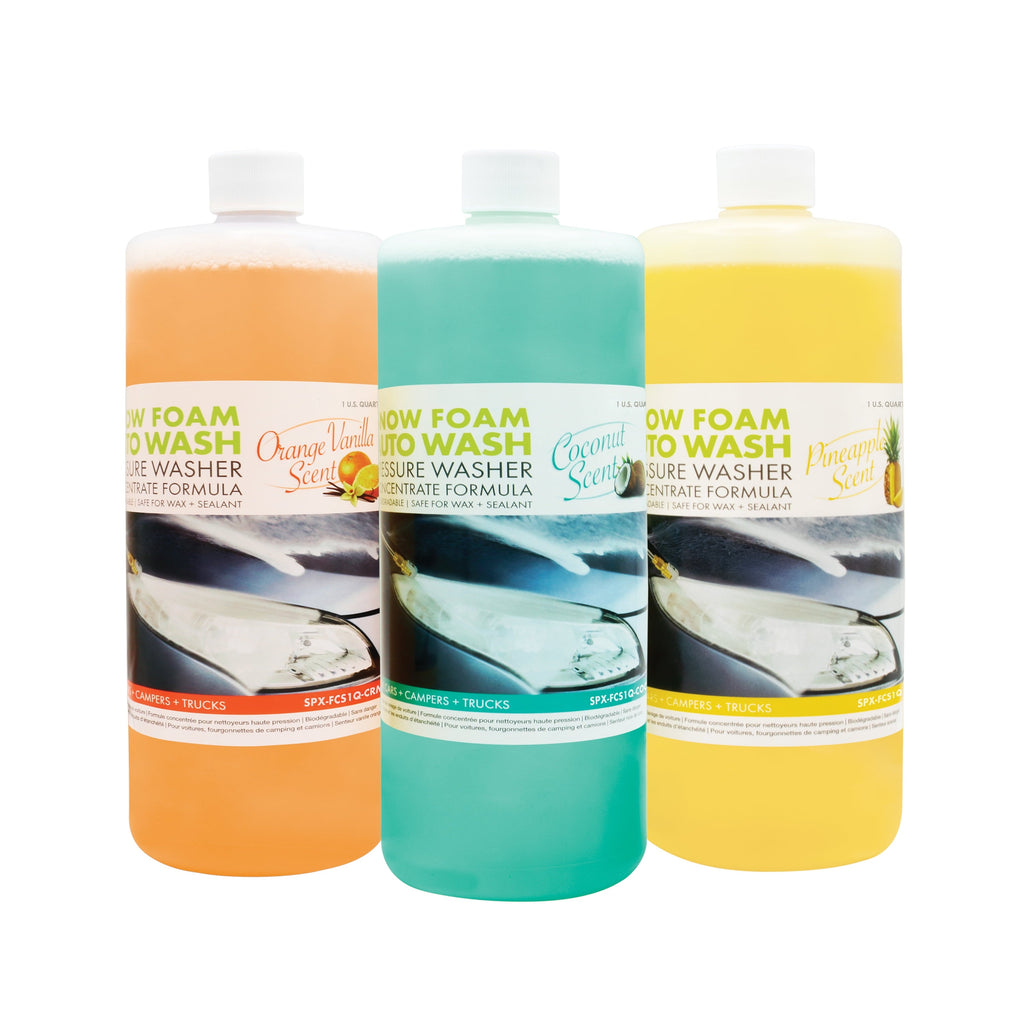 Sun Joe Pressure Washer Auto Snow Foam Trio, Pineapple, Orange-Vanilla, & Coconut Scents, 3-Pack
