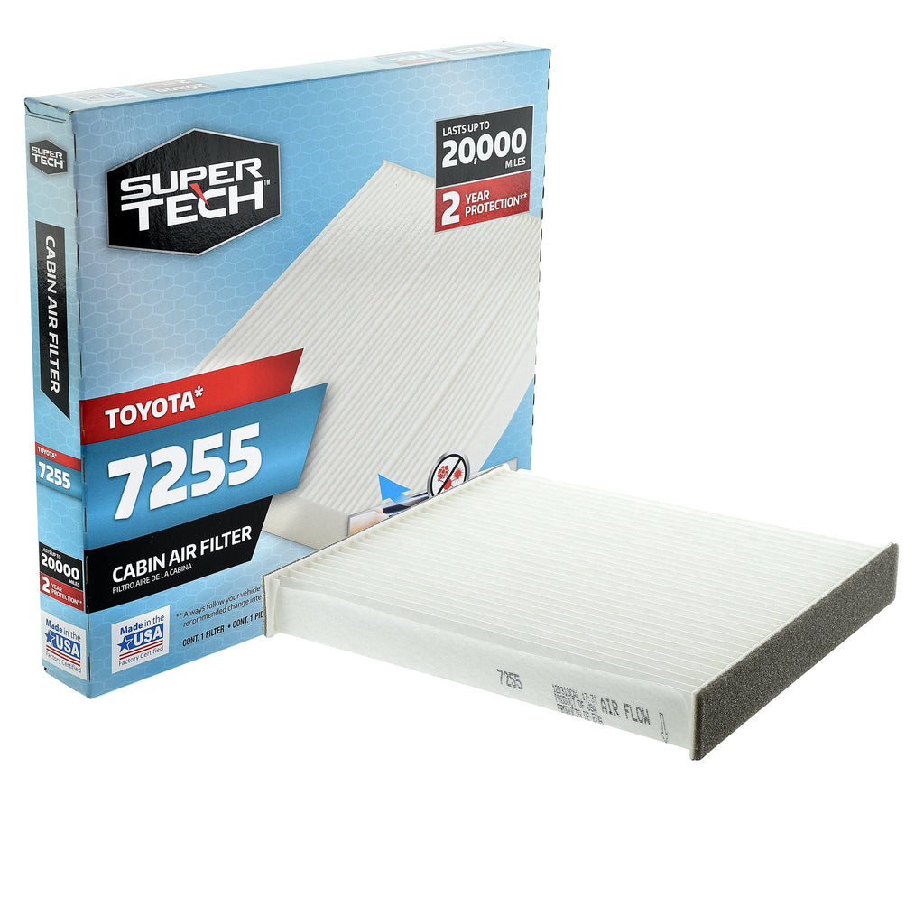 SuperTech Cabin Air Filter 7255, Replacement Air/Dust Filter for Toyota Fits select: 2006-2018 TOYOTA RAV4, 2007-2017 TOYOTA CAMRY