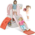 Suteck 5 in 1 Toddler Slide, Swing and Slide for Toddlers Age 1-3 with Basketball Hoop and Basketball, Slide for Kids5 in 1 Toddler Slide, Swing and Slide for Toddlers