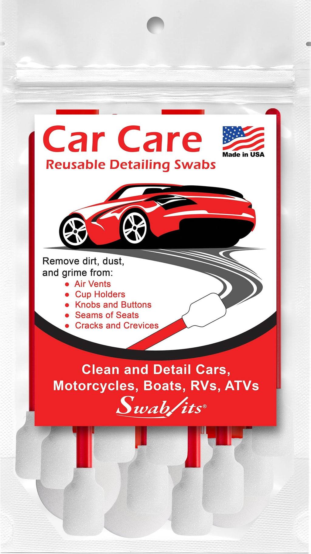 Swab-its Car Care Detailing, 14 Washable and Reusable Foam Cleaning Swabs