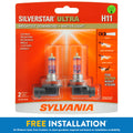 Sylvania H11 SilverStar Ultra Halogen Headlight Bulb, Pack of 2.