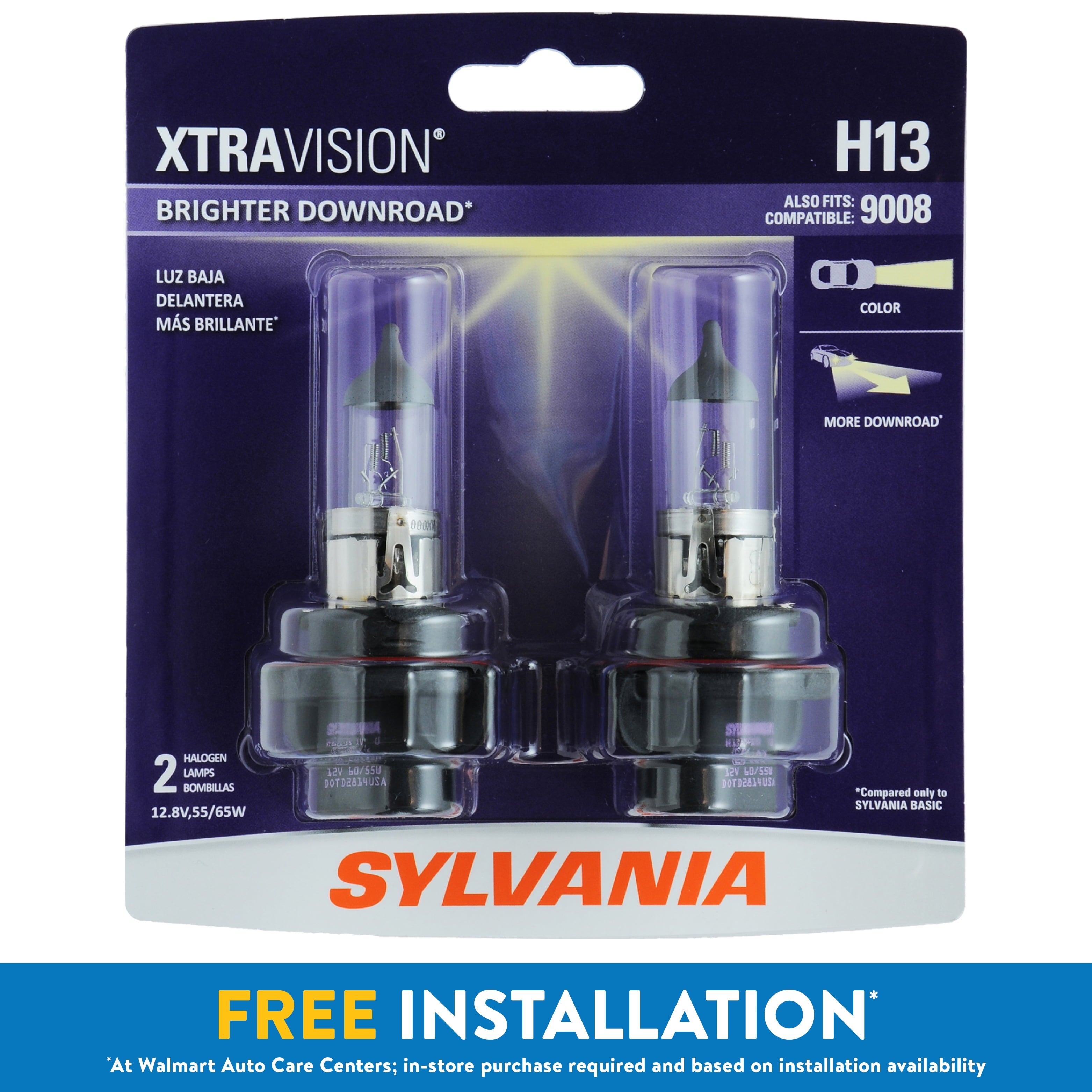 Sylvania H13 XtraVision Halogen Headlight Bulb, Pack of 2
