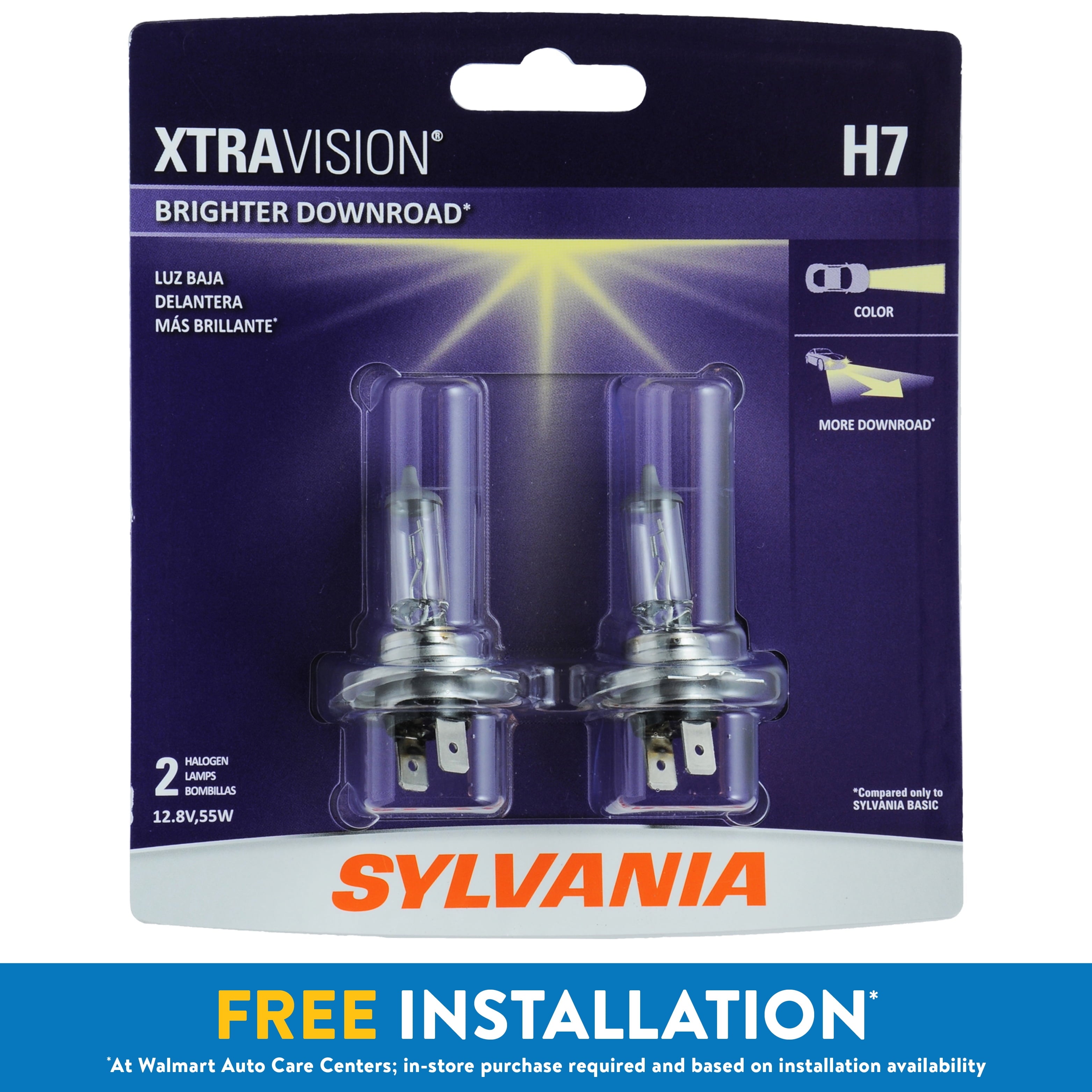 Sylvania H7 XtraVision Halogen Headlight Bulb, Pack of 2.