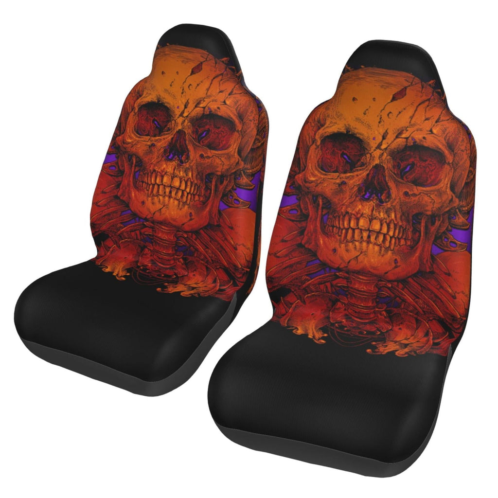 TEQUAN Front Seat Covers, Magic Scary Skull Ghost Pattern 2 Piece Car Seat Cover Fit Most Car SUV Truck Van