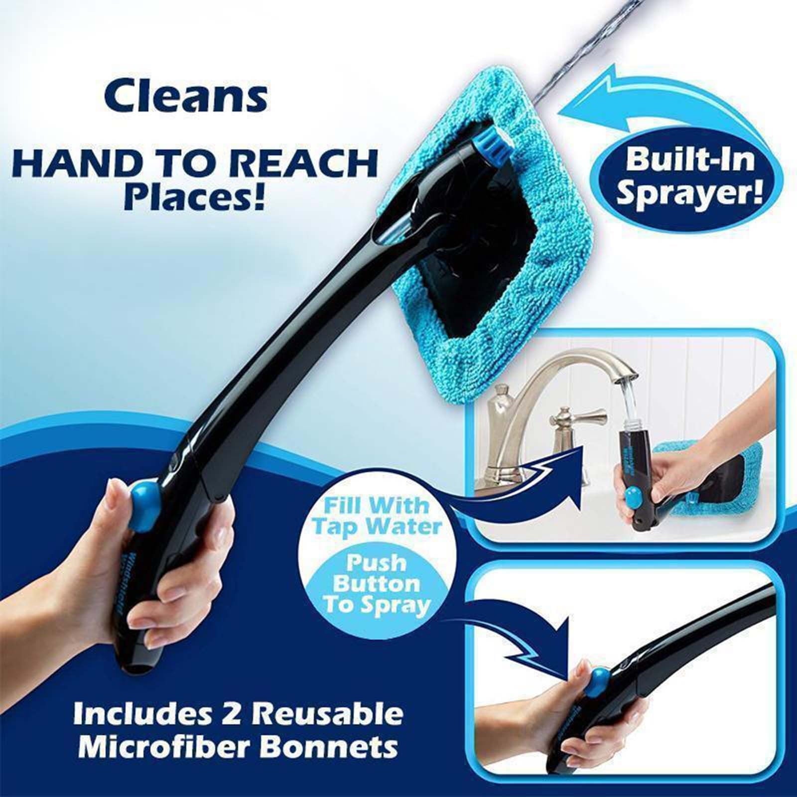TERGAYEE Car Duster Kit,Spray Glass Windshield Cleaning Tool,Foldable Handle Reusable Microfiber Cleaning Bonnets for Interior Exterior Glass Screens Scratch Lint Free