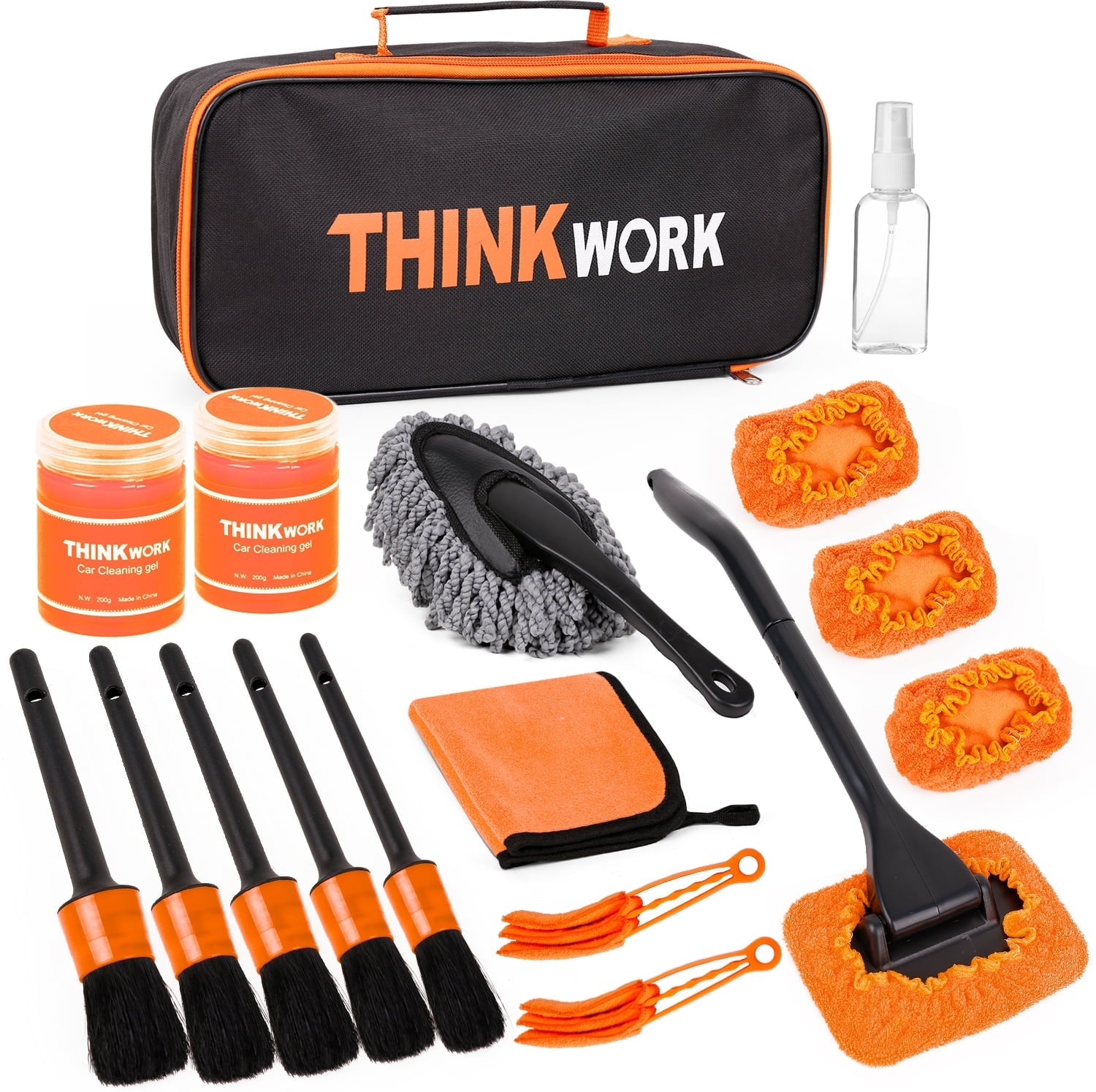 THINKWORK Car Duster Interior Kit, Car Cleaner Set Made by THINKWORK TW6068 (Orange)