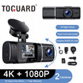 TOGUARD 4K Dual Dash Cam Front and Inside with 64GB U3 SD Card Car Camera Driving Recorder with WDR, IR Night Vision,G-sensor, Loop recording, Parking Monitor, Motion Detection