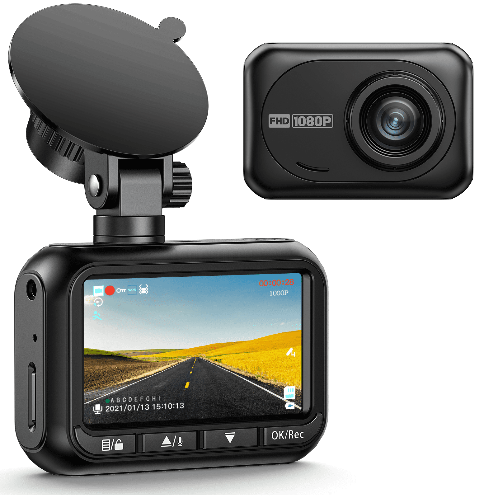TOGUARD DC18 Dash Cam Front 1080P FHD 2.45" Dash Camera for Cars 170° Wide Angle Car Camera with Super Night Vision, WDR, G-Sensor, Loop Recording