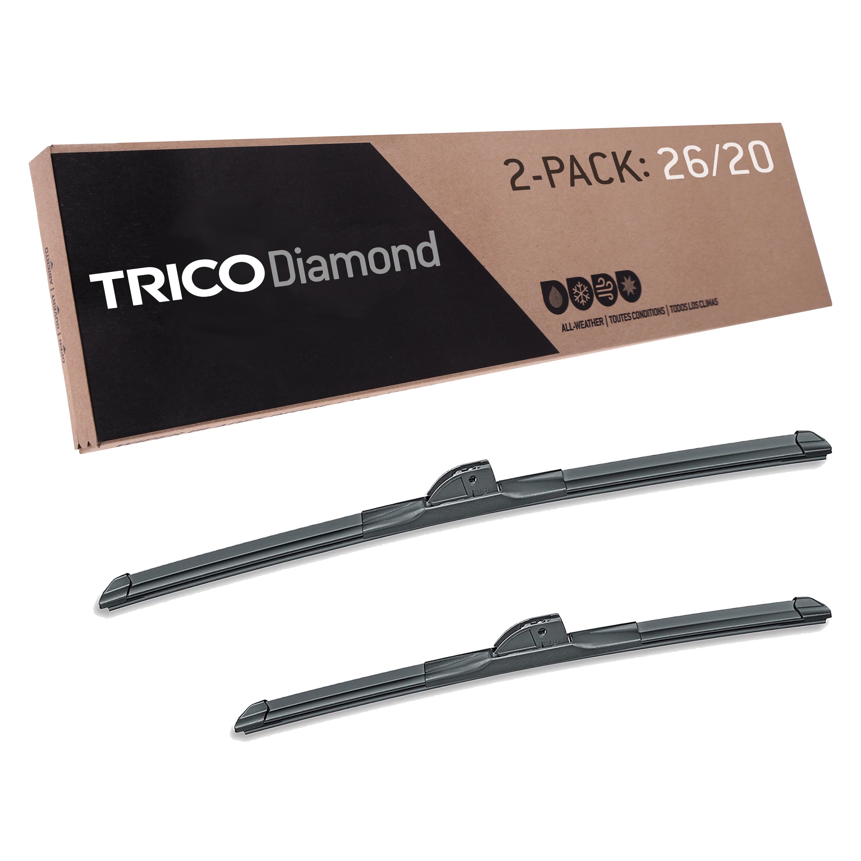 TRICO Diamond 2 Pack, 26" and 20" High Performance Replacement Windshield Wiper Blades (25-2620)