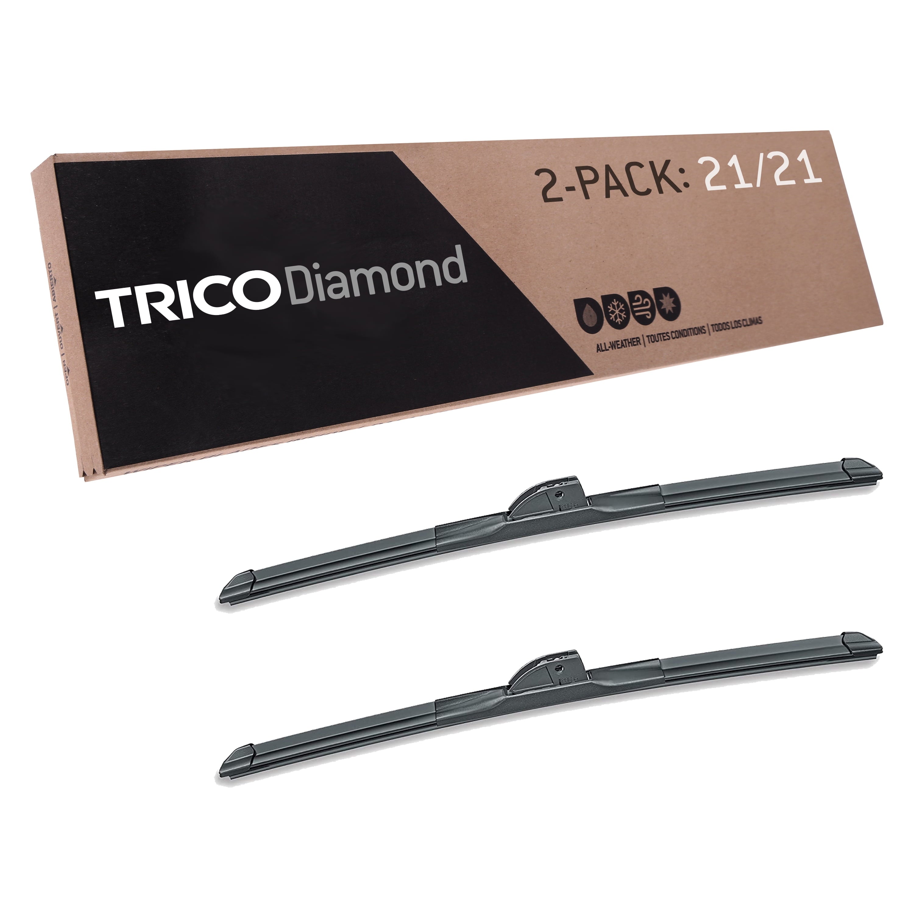TRICO Diamond 2 Pack, Two 21", High Performance Replacement Windshield Wiper Blades (25-2121)