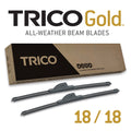 TRICO Gold 2 Pack All Weather Automotive Replacement Wiper Blades 18 and 18 Inch (18-1818)