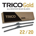 TRICO Gold 2 Pack All Weather Automotive Replacement Wiper Blades 22 and 20 Inch (18-2220)