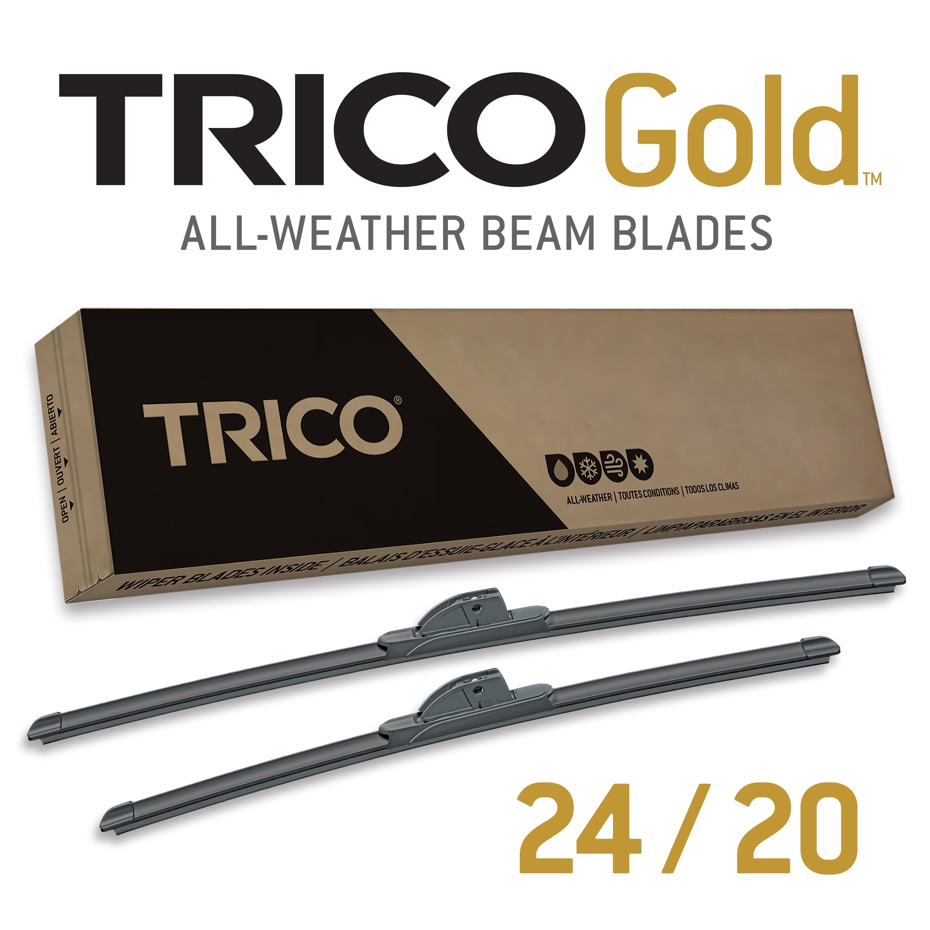 TRICO Gold 2 Pack All Weather Automotive Replacement Wiper Blades 24 and 20 Inch (18-2420)