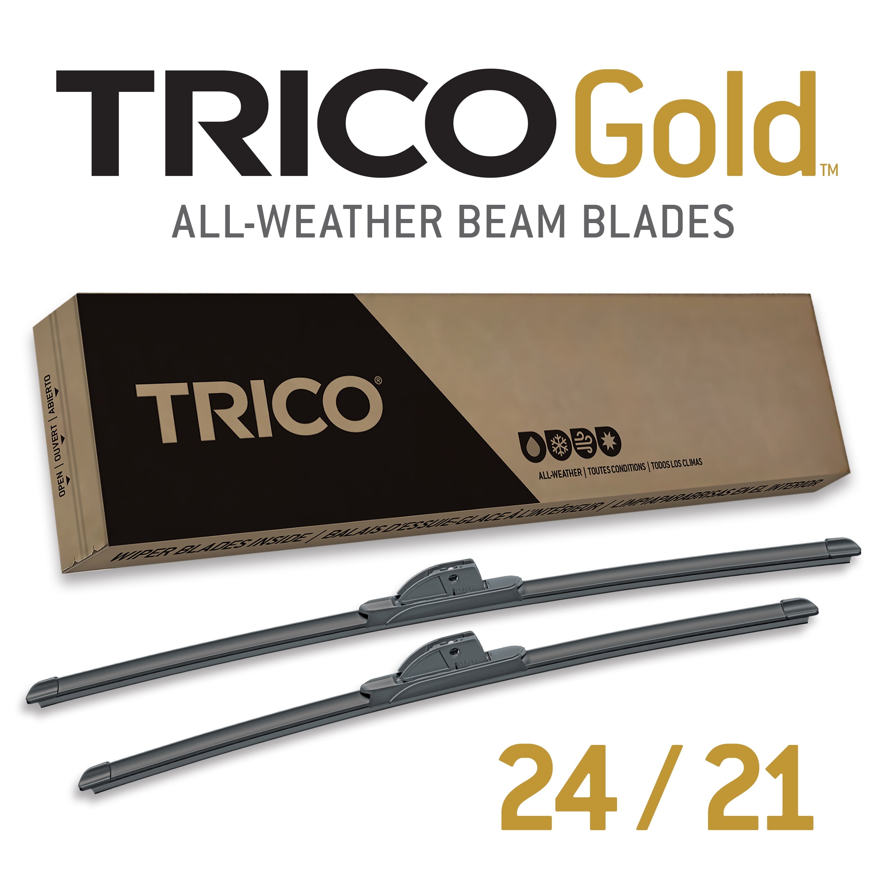TRICO Gold 2 Pack All Weather Automotive Replacement Wiper Blades 24 and 21 Inch (18-2421)