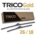 TRICO Gold 2 Pack All Weather Automotive Replacement Wiper Blades 26 and 18 Inch (18-2618)