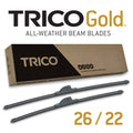 TRICO Gold 2 Pack All Weather Automotive Replacement Wiper Blades 26 and 22 Inch (18-2622)