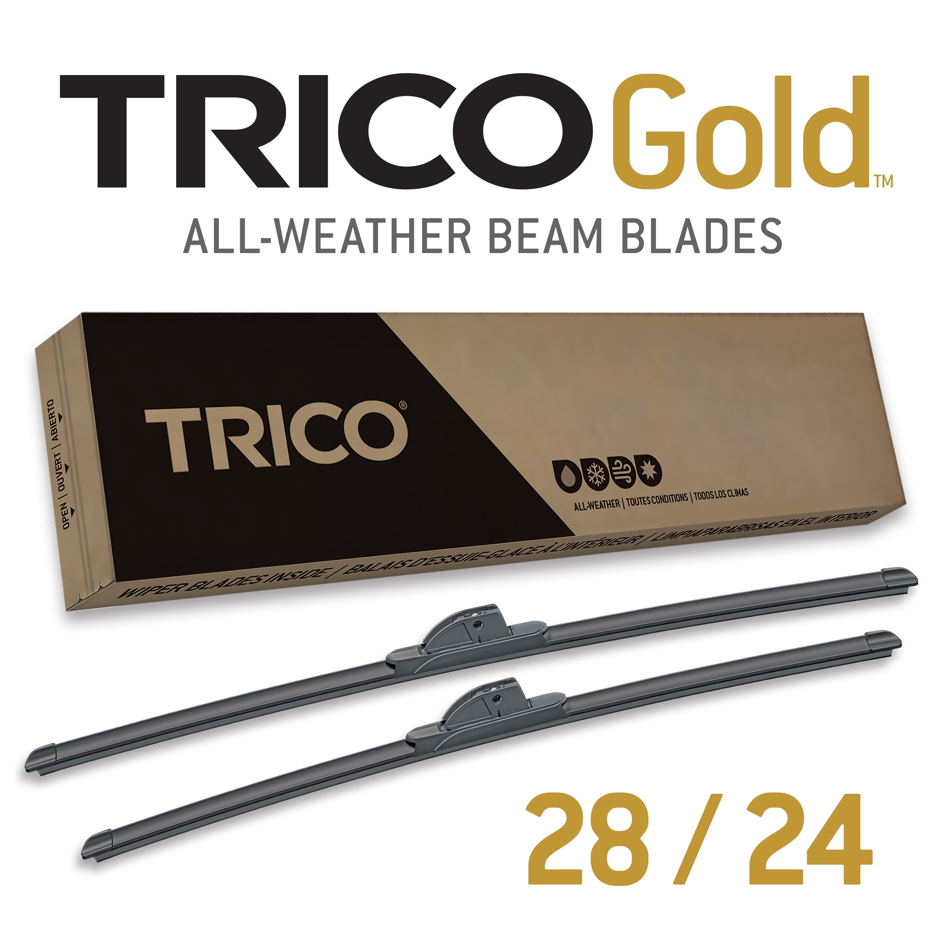 TRICO Gold 2 Pack All Weather Automotive Replacement Wiper Blades 28 and 24 Inch (18-2824)