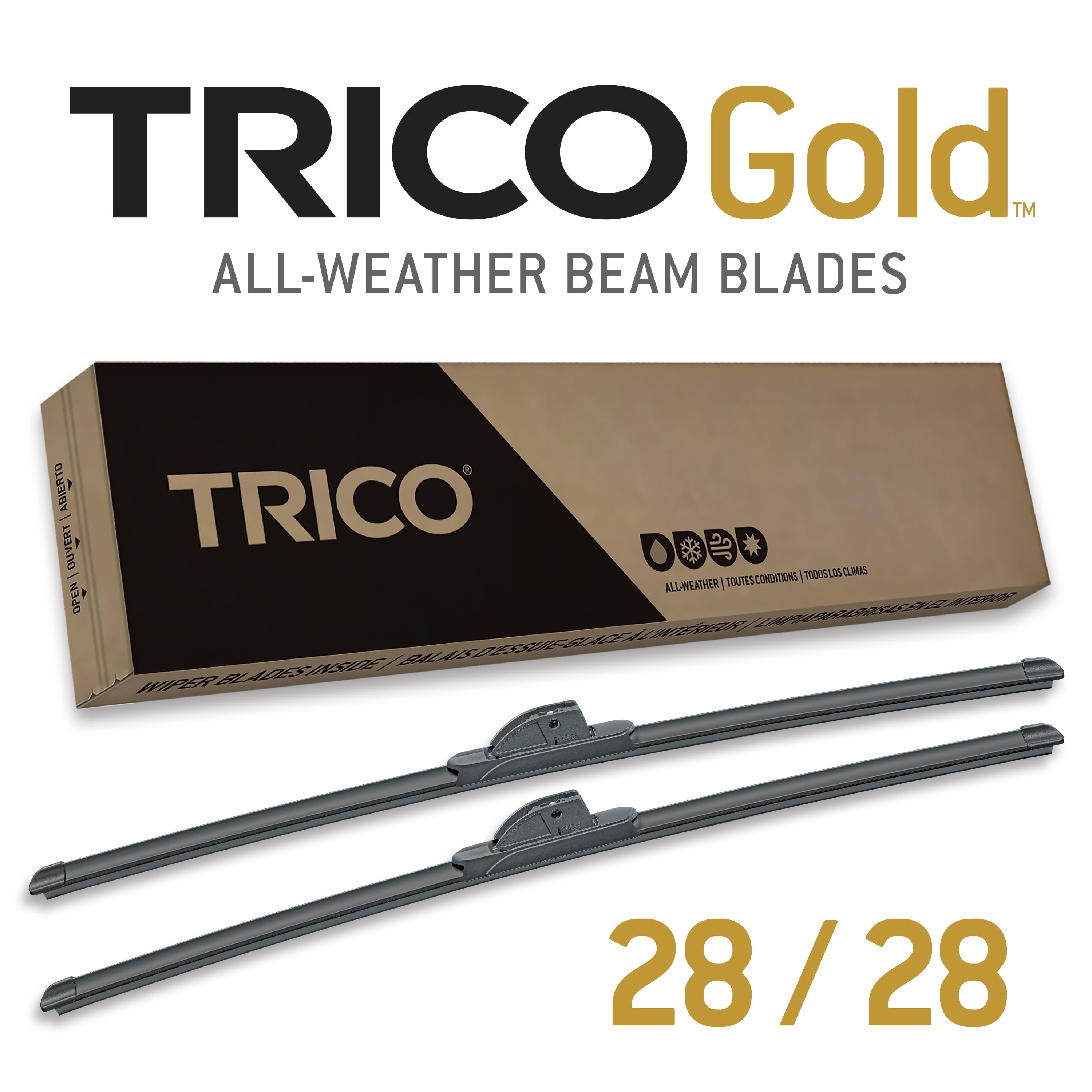 TRICO Gold 2 Pack All Weather Automotive Replacement Wiper Blades 28 and 28 Inch (18-2828)