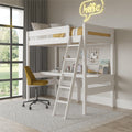 Teen Novogratz Lennon Twin Size Loft Bed with Desk, White