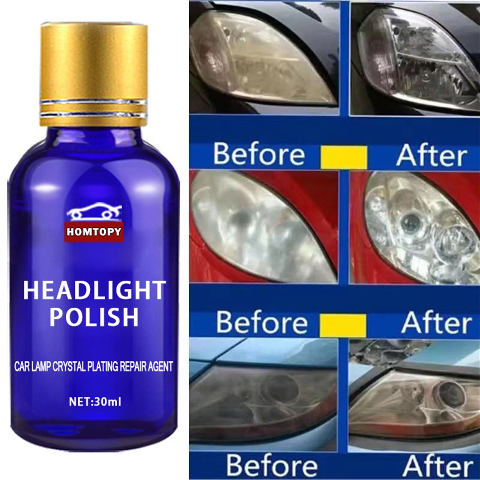 Teissuly Car Headlight Repair Agent Wipe New Headlight Restore Taillight Repair Kit with Lens Restoration Cleaner