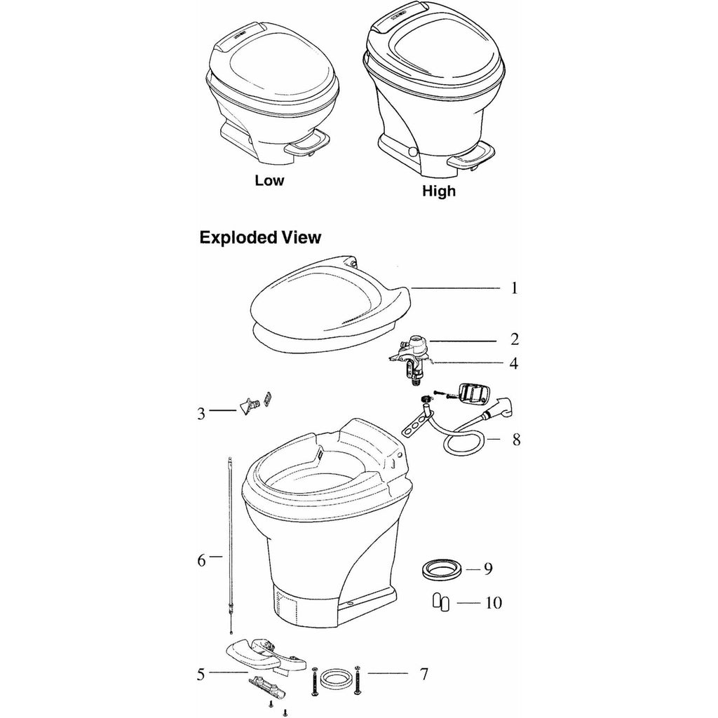 Thetford 31703 Seat and Cover Assembly for Aqua-Magic V Toilets, White