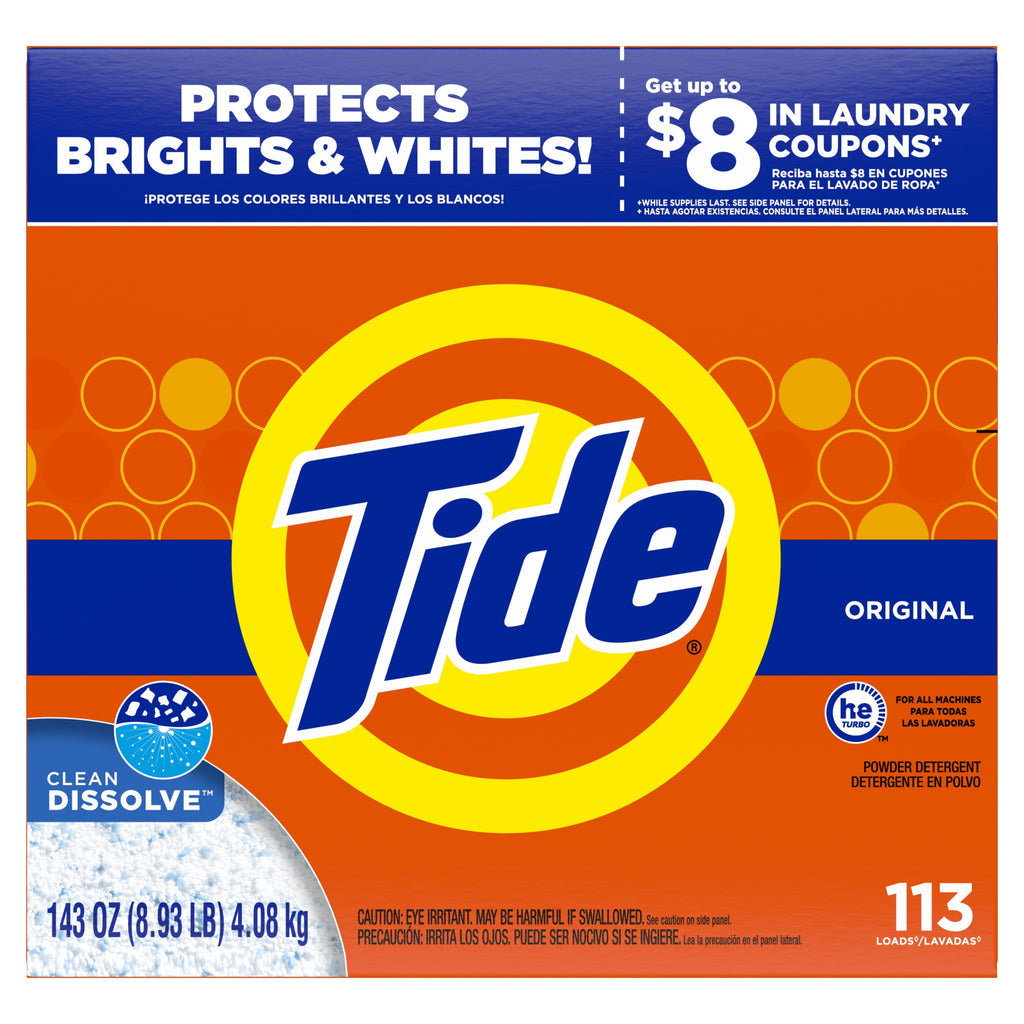 Tide Original 102 Loads, Powder Laundry Detergent, 143 oz
