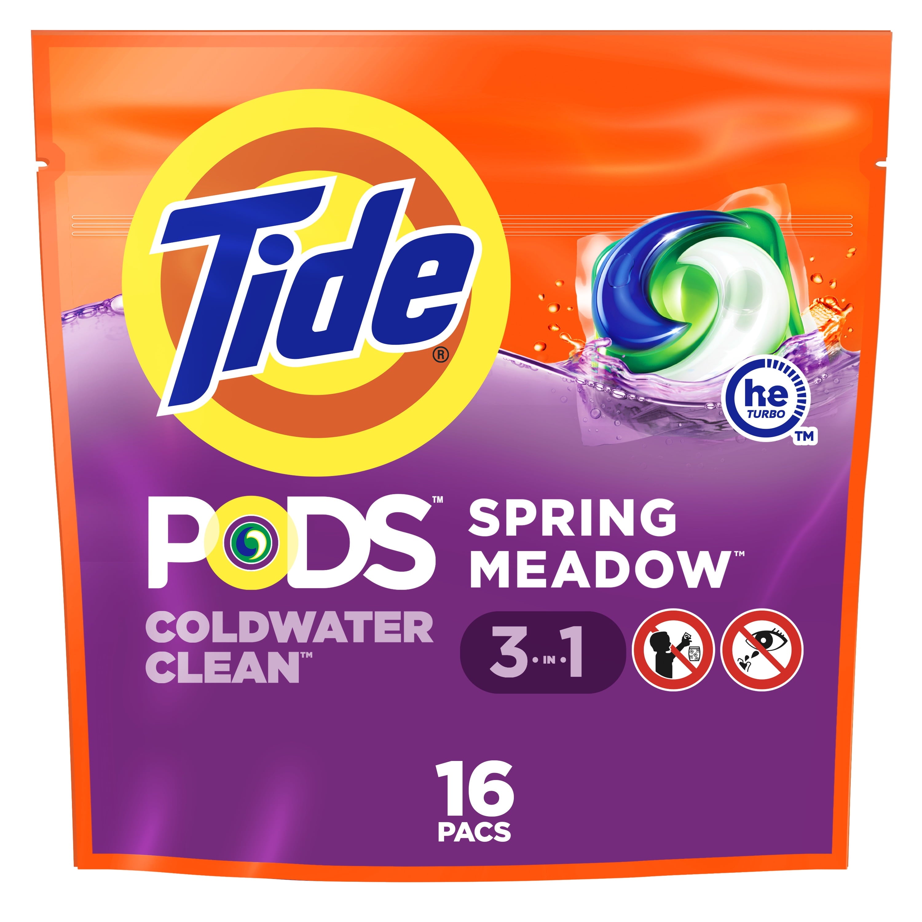Tide Pods Laundry Detergent Soap Packs, Spring Meadow, 16 Ct