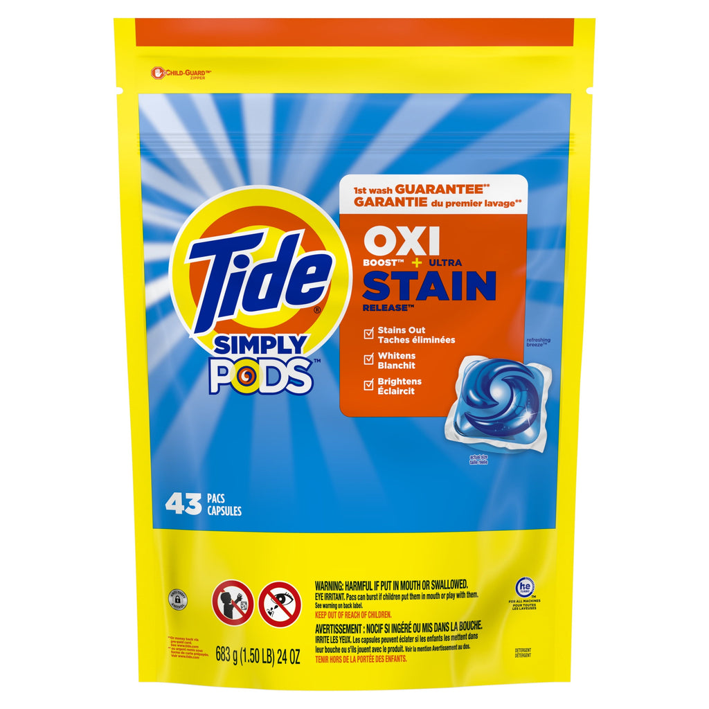 Tide Simply Pods Laundry Detergent Soap Packs, Refreshing Breeze, 43 Ct