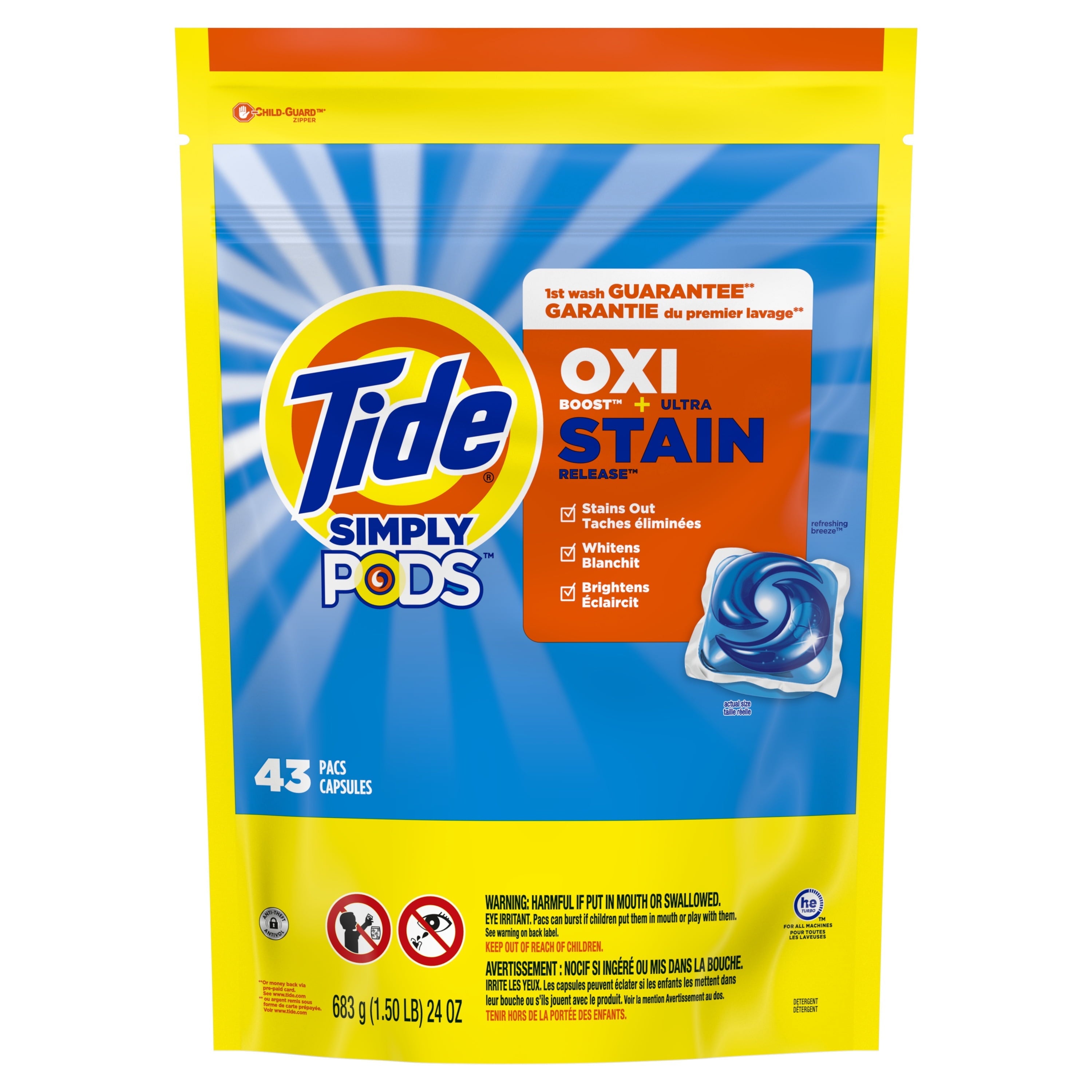 Tide Simply Pods Laundry Detergent Soap Packs, Refreshing Breeze, 43 Ct