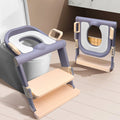 Toddler Potty Training Seat with Step Stool Ladder, Potty Training Toilet Seat for Kids, Foldable Potty Seat with Anti-Slip Pad Ladder, Purple
