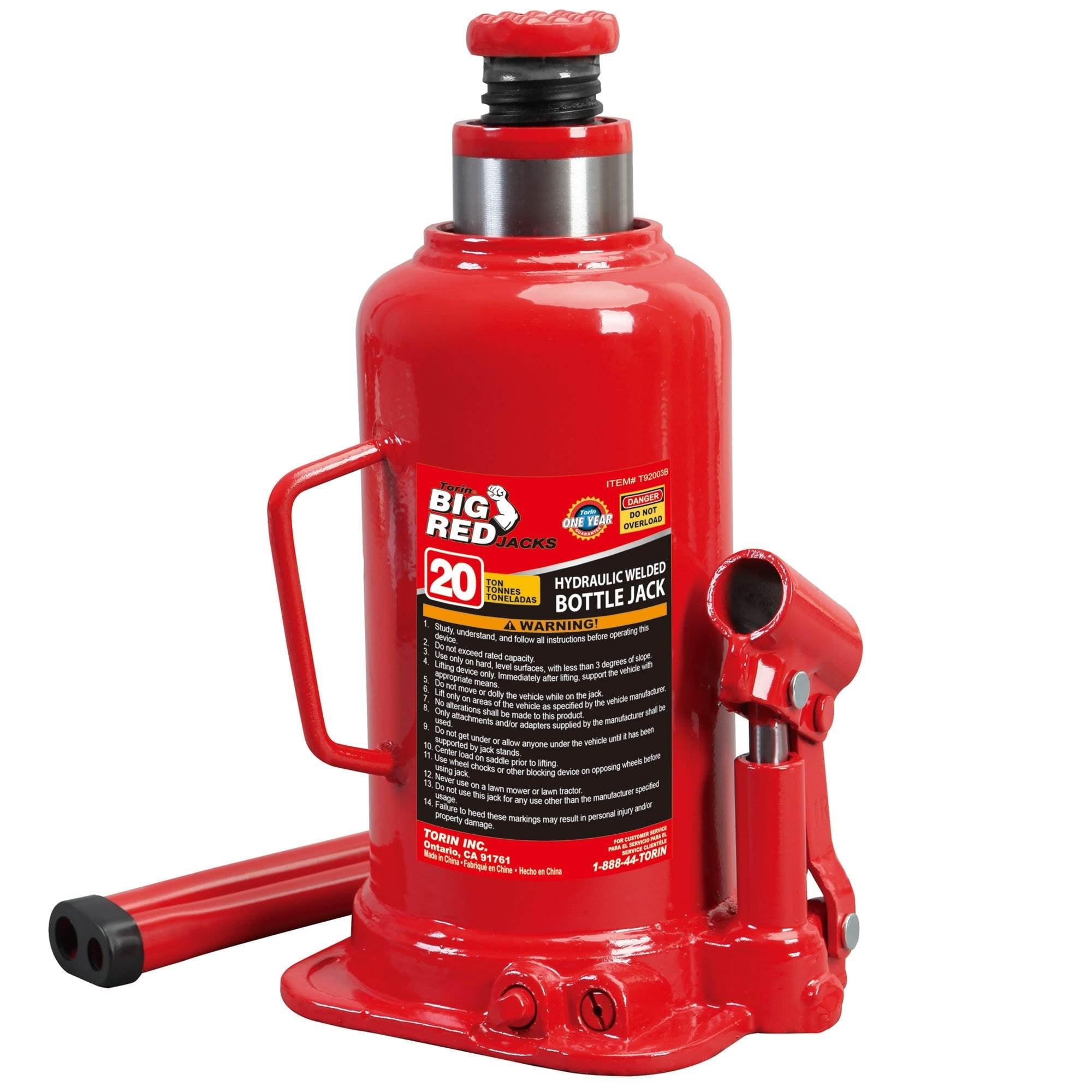 Torin Jacks Big Red 20 Ton Heavy Duty Hydraulic Welded Bottle Jack,T92003