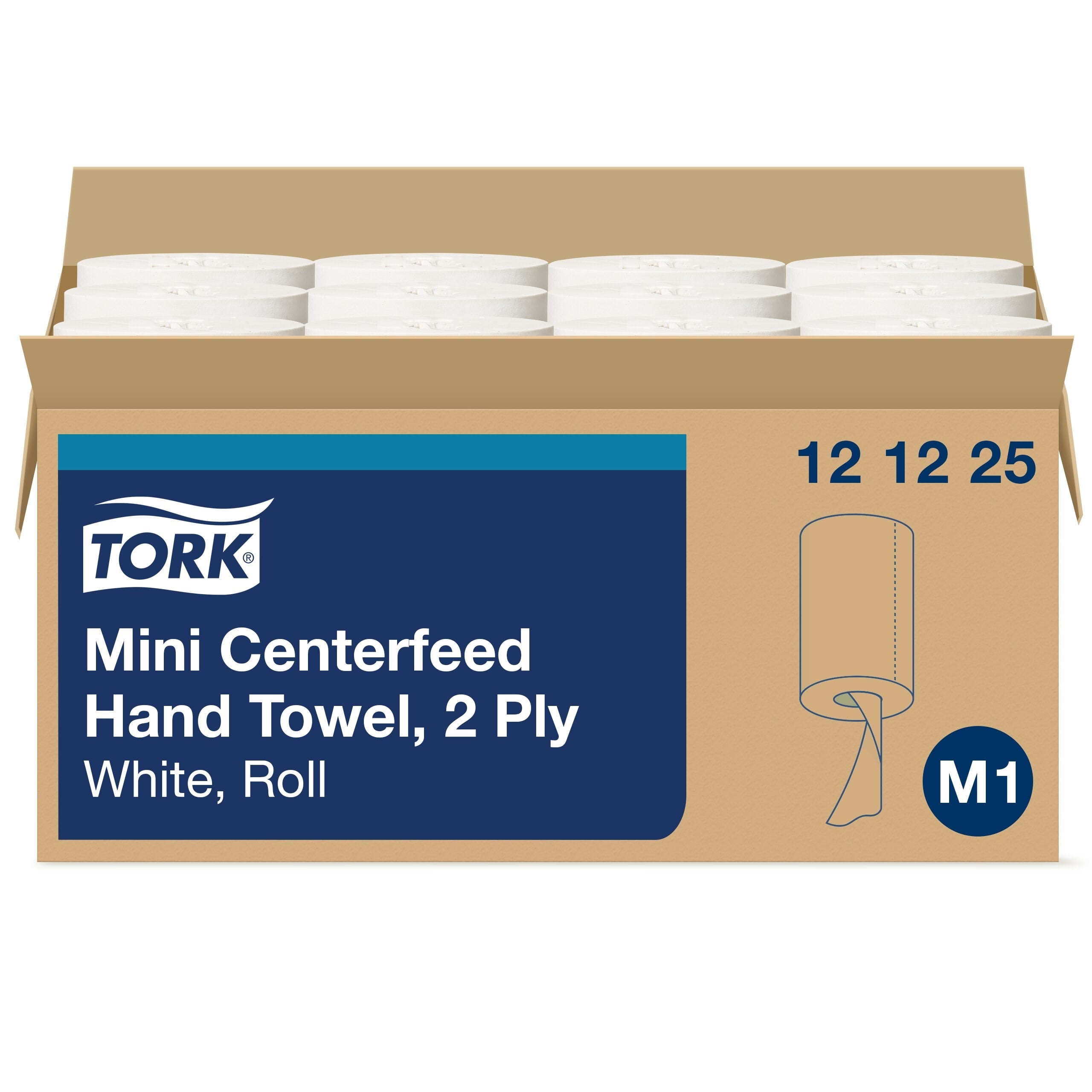 Tork Basic Mini Centerfeed Paper Towel White M1, High Absorbency, 12 x 266 Sheets, 121225