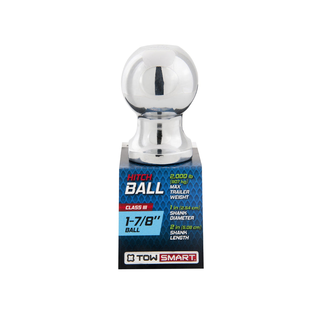 TowSmart Trailer Hitch Ball, Class I, 1-7/8in Ball, 1in x 2in Shank, 2000lb, 712, Chrome, 1 Each