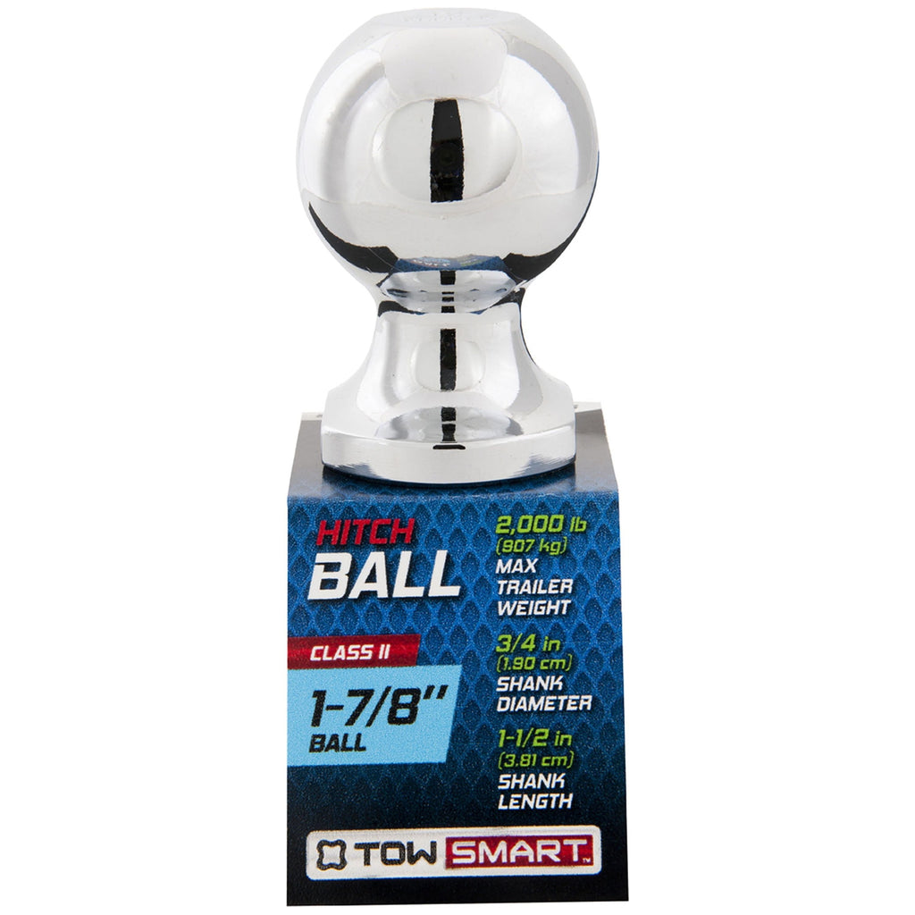 TowSmart Trailer Hitch Ball, Class I, 1-7/8in Ball, 3/4in x 1-1/2in Shank, 2000lb, 715, Chrome, 1 Each