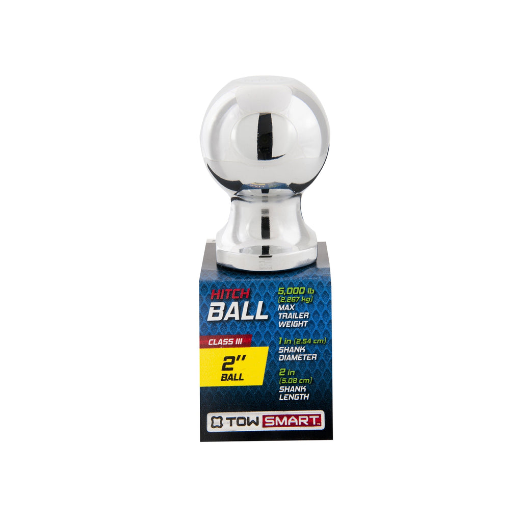 TowSmart Trailer Hitch Ball, Class III, 2in Ball, 1in x 2in Shank, 5000lb, 713, Chrome, 1 Each
