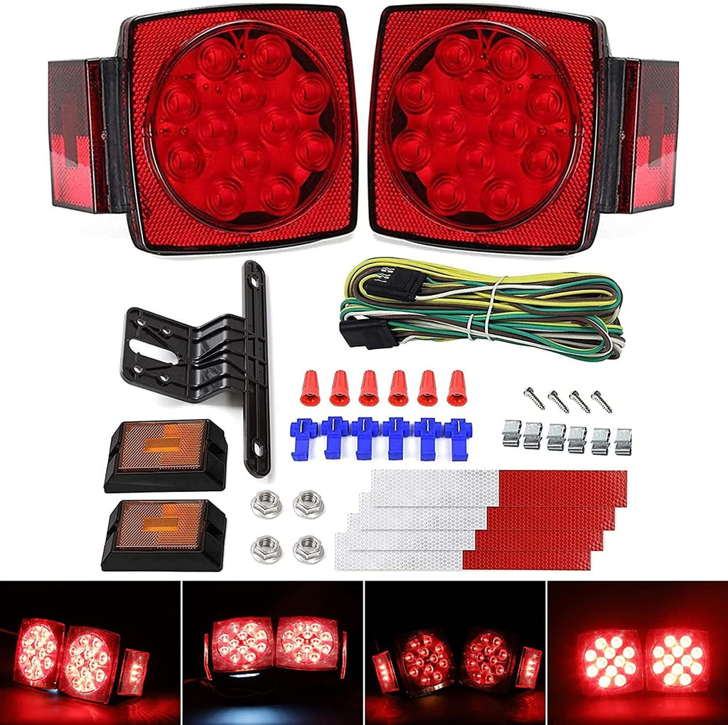 Trailer Lights Kit LED Night 12V Dot Certified Waterproof Tail Light Set Red Universal Cyfie