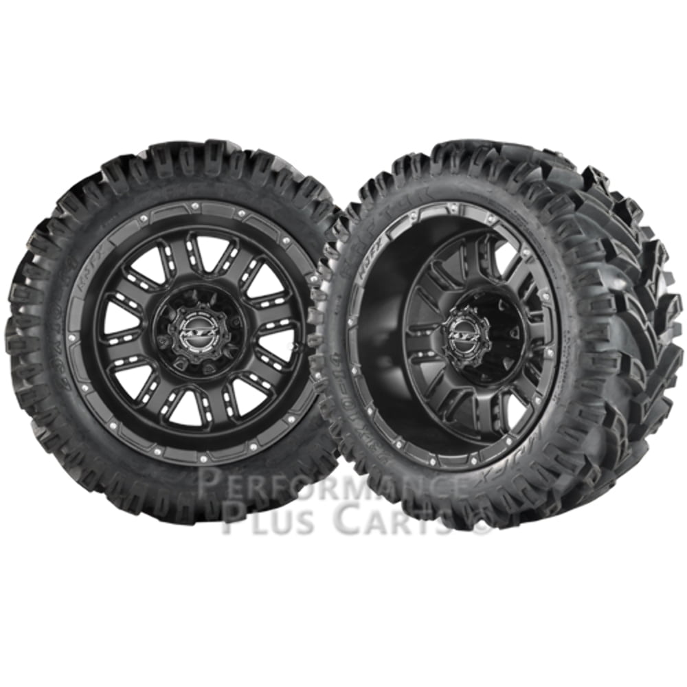 Transformer 14" Matte Black Golf Cart Wheels w/ 23" Mud Tires - Set of 4 LIFTED